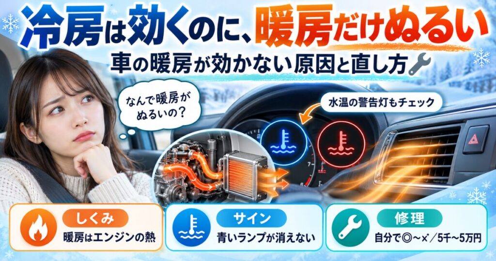 暖房がぬるいのはエンジンからのサイン｜原因の見分け方と自分で直せるかどうか