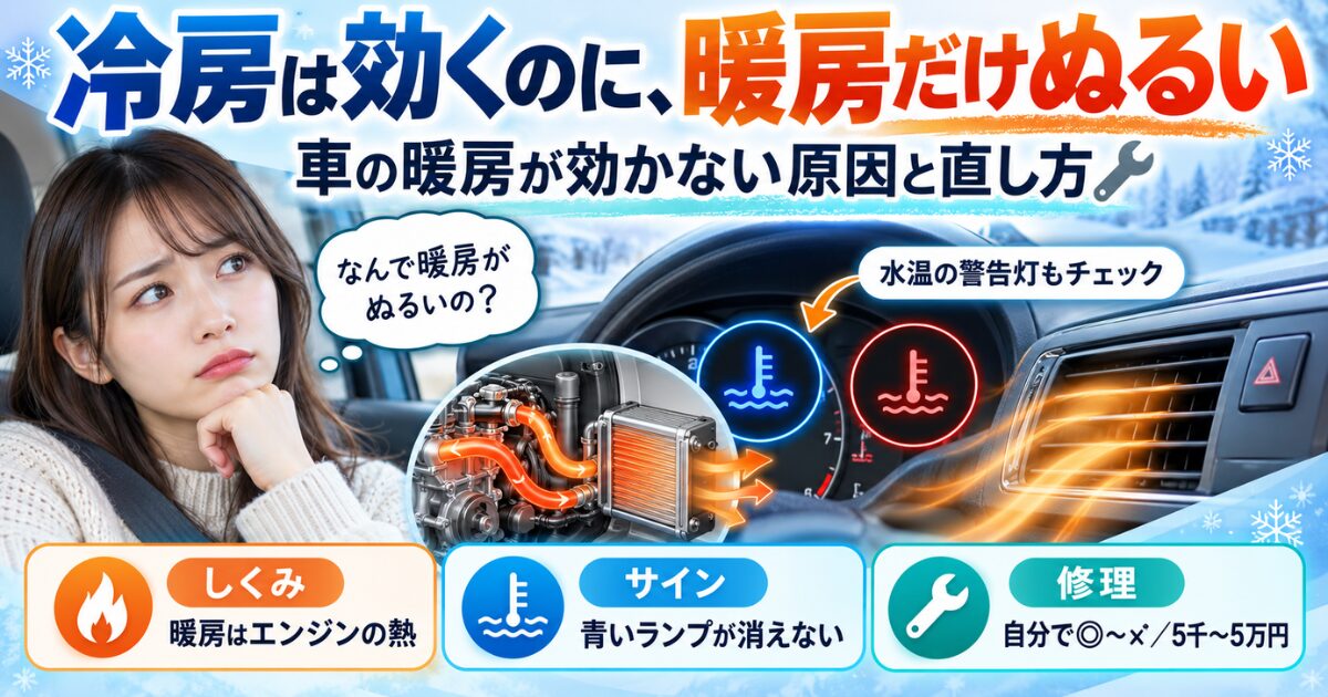 暖房がぬるいのはエンジンからのサイン｜原因の見分け方と自分で直せるかどうか