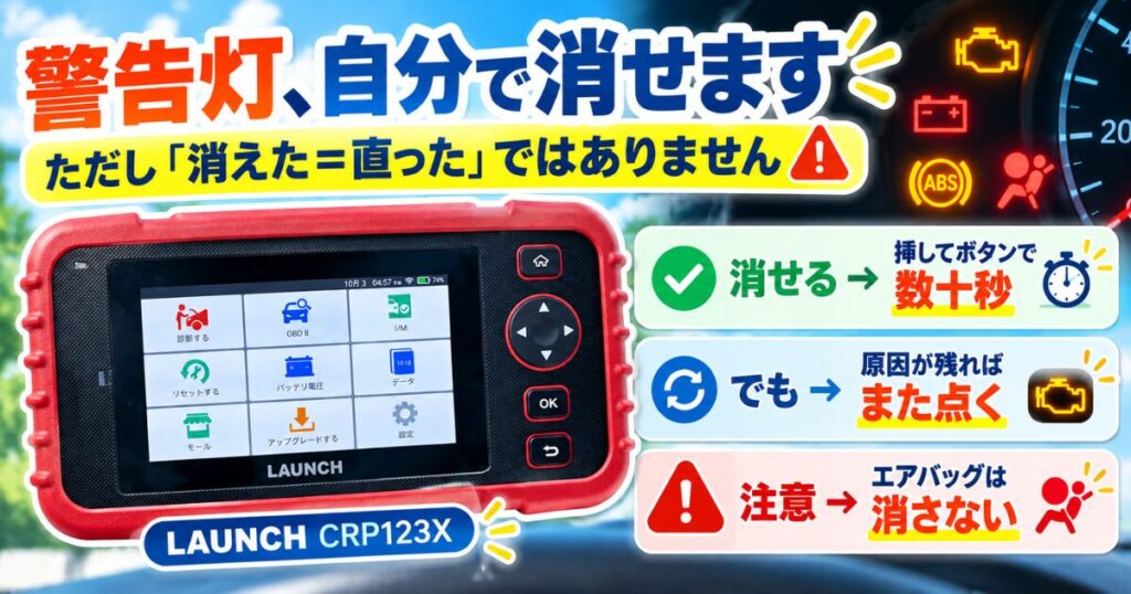警告灯は自分で消せます｜ただし消えた＝直ったではありません