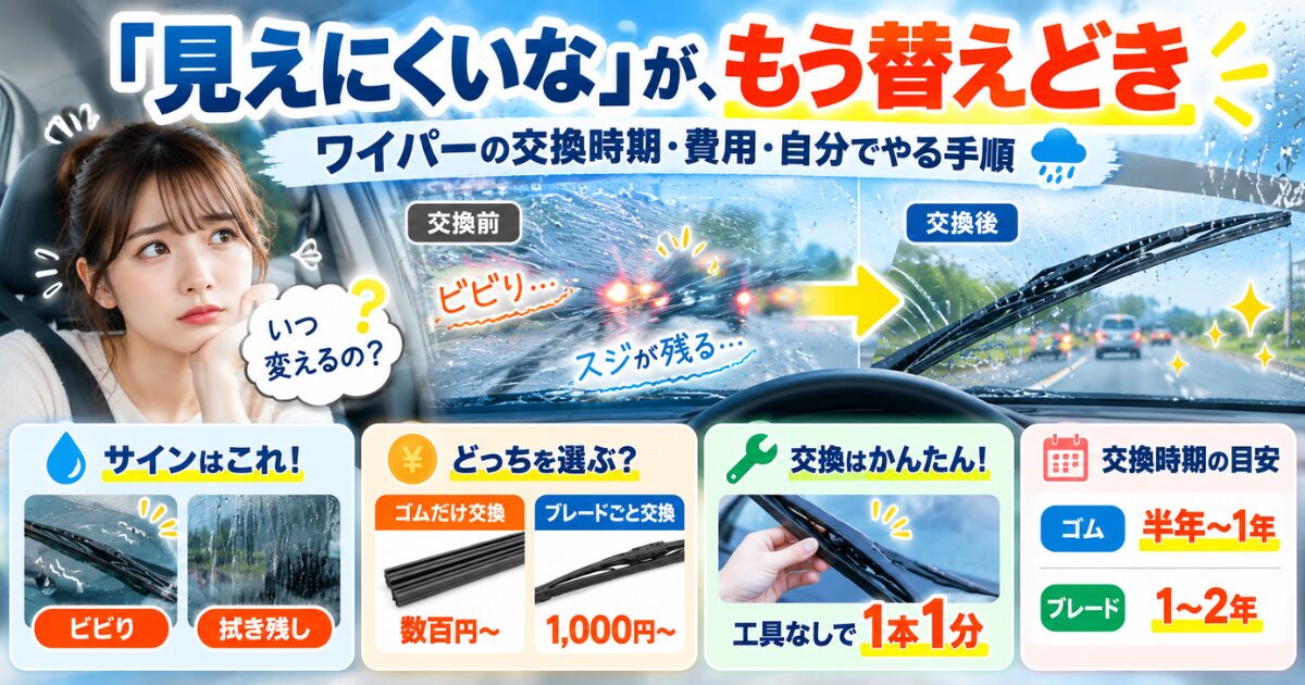 「見えにくいな」が、もう替えどき|ワイパーの交換時期・費用・自分でやる手順